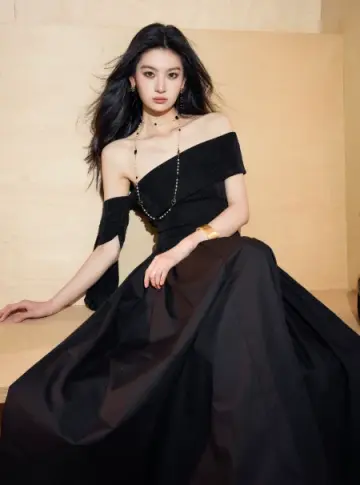Elegant Black A-Line Bateau Long Women Dress with Soutache Prom Dress Evening Dress RS062