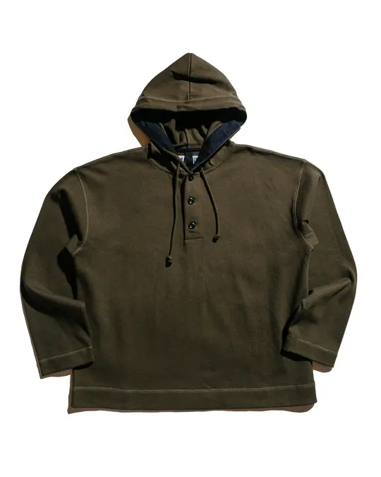 MHL Button Hoodie Open End Jersey Seaweed