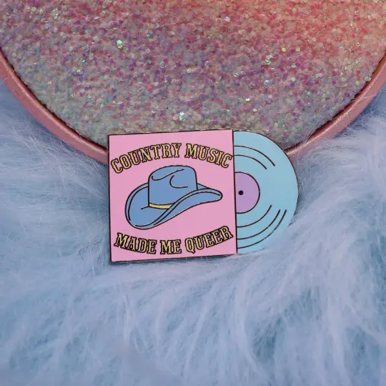 Country Music Made Me Queer Enamel Pin. Abprallen x Hey Cowboy