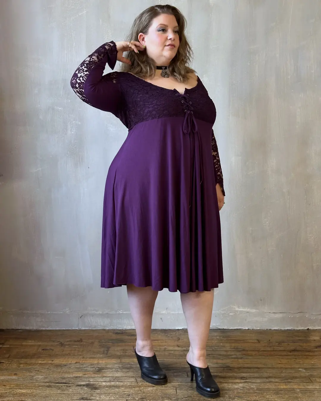 FW'24: Lace Overlay Dress in Purple Nightshade (Pre-Order)