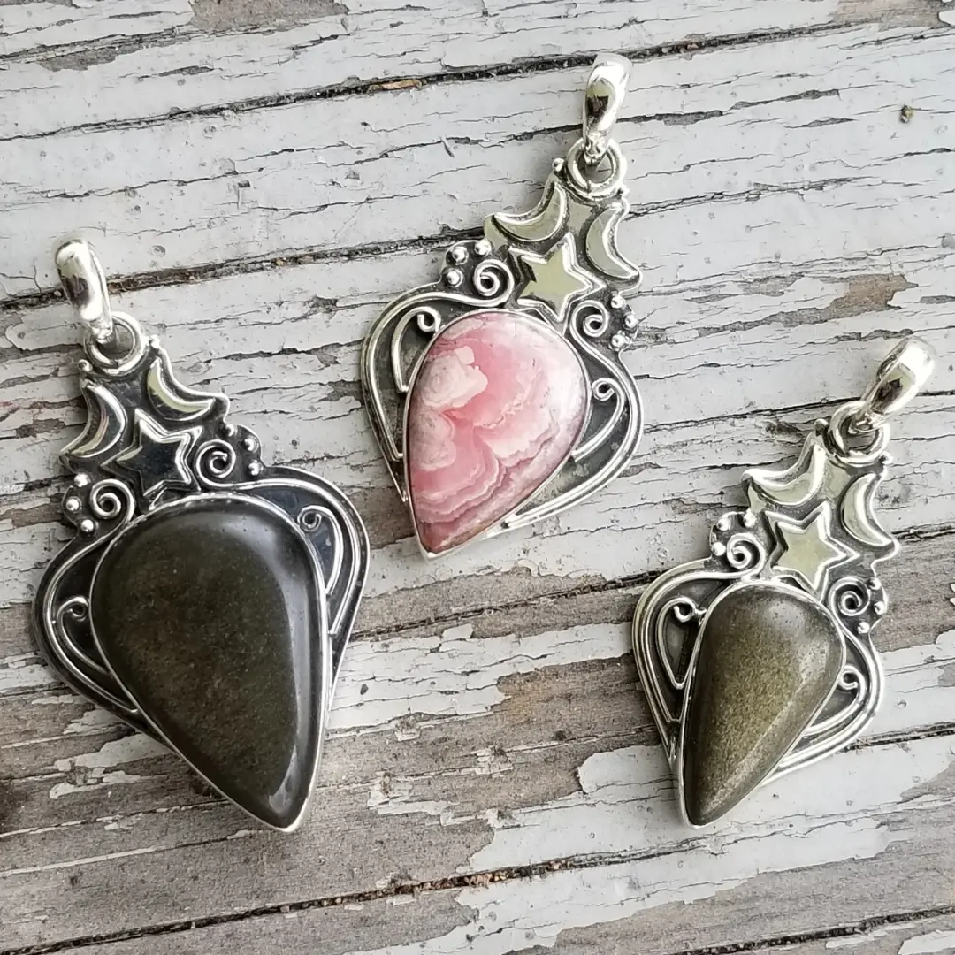 Hocus Pocus - Sheen Obsidian Pendant in Sterling Silver