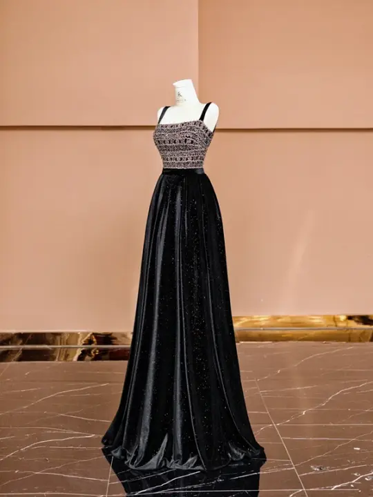 Sexy long ball gown with beaded halter top and cinched waist R8417