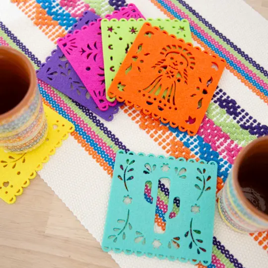 "Papel Picado" Felt Fiesta Coasters (Set of 6)