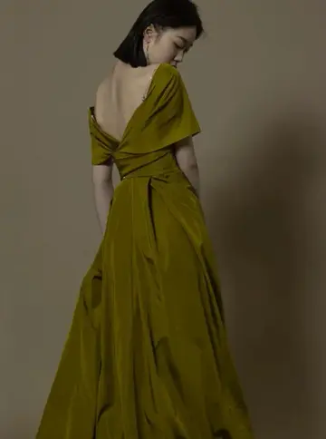 Elegant Bud Green Prom Dress ,A-Line Portrait Corset Maxi Evening Dress RS964