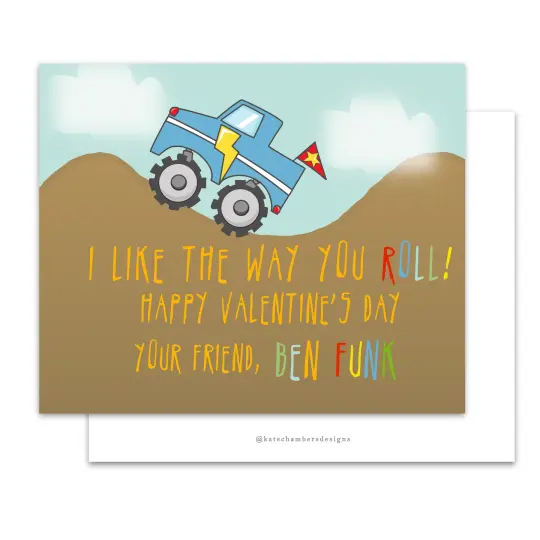 Monster Truck Valentine's Day Card