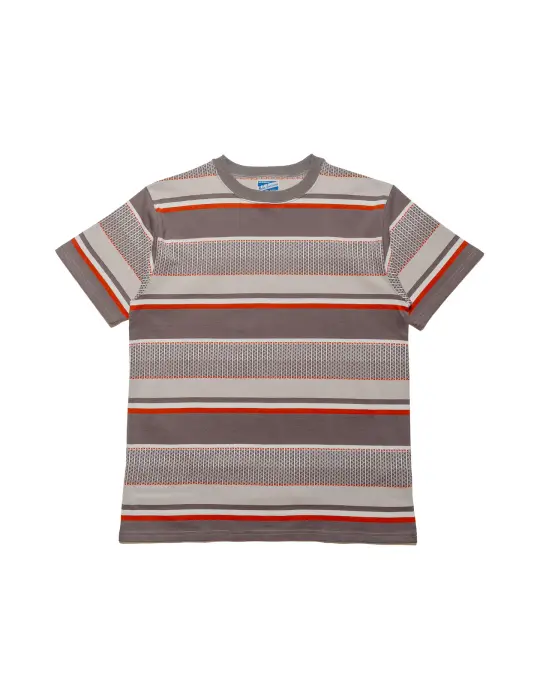 The Real McCoy's MC24017 Jacquard Knit Stripe Tee Gray