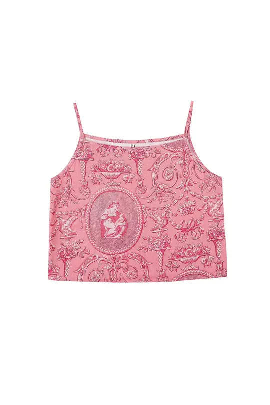 Crop Cami Soft Linen Tank "Women" Pink Toile