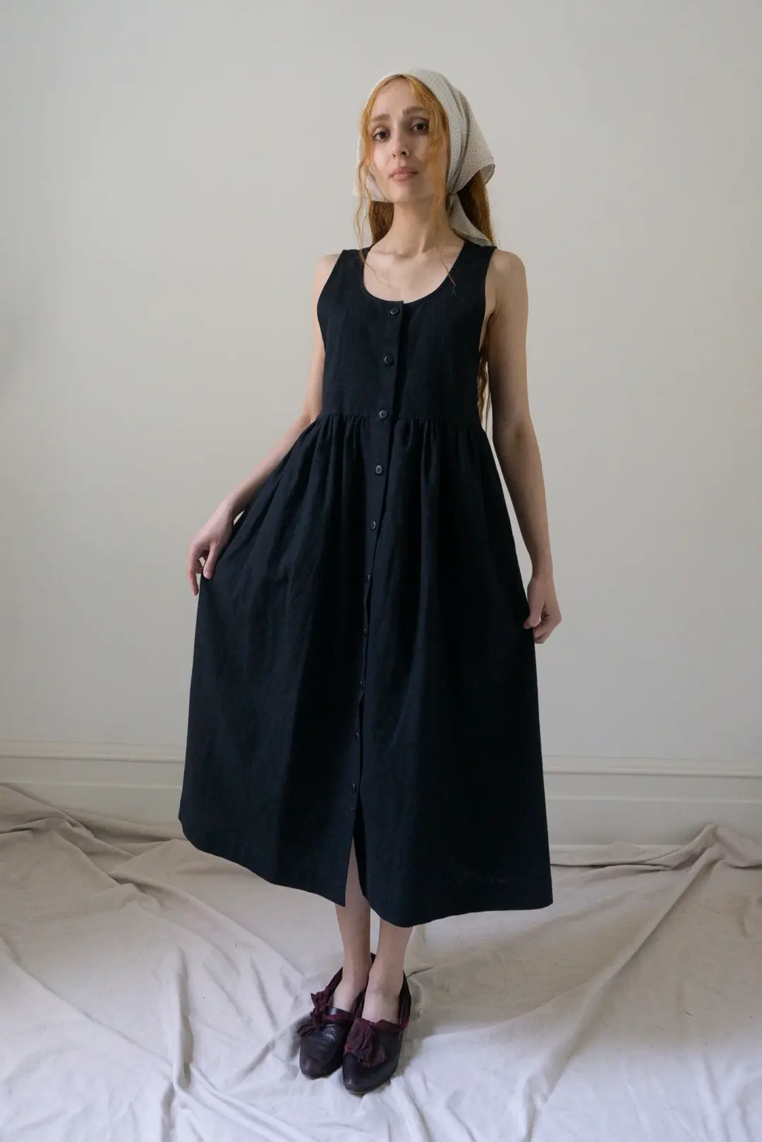 Maryse Linen Dress - Black