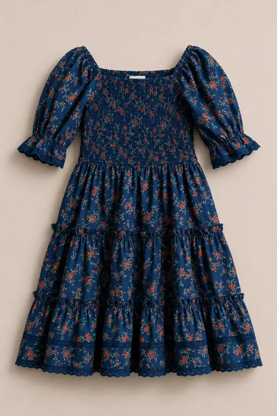 Mini Madeline Dress in Midnight Vibrant Chintz