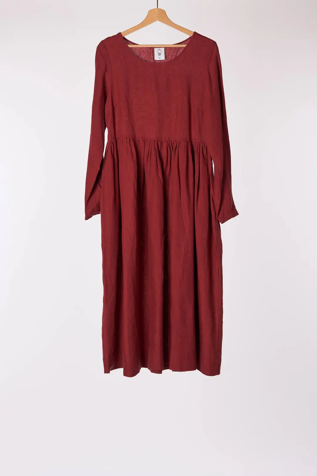 Smock Dress, Long Sleeve, Marsala Red