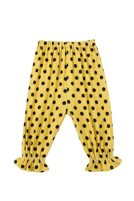Toddler Soft Linen Long Bloomers Yellow Polka Dot