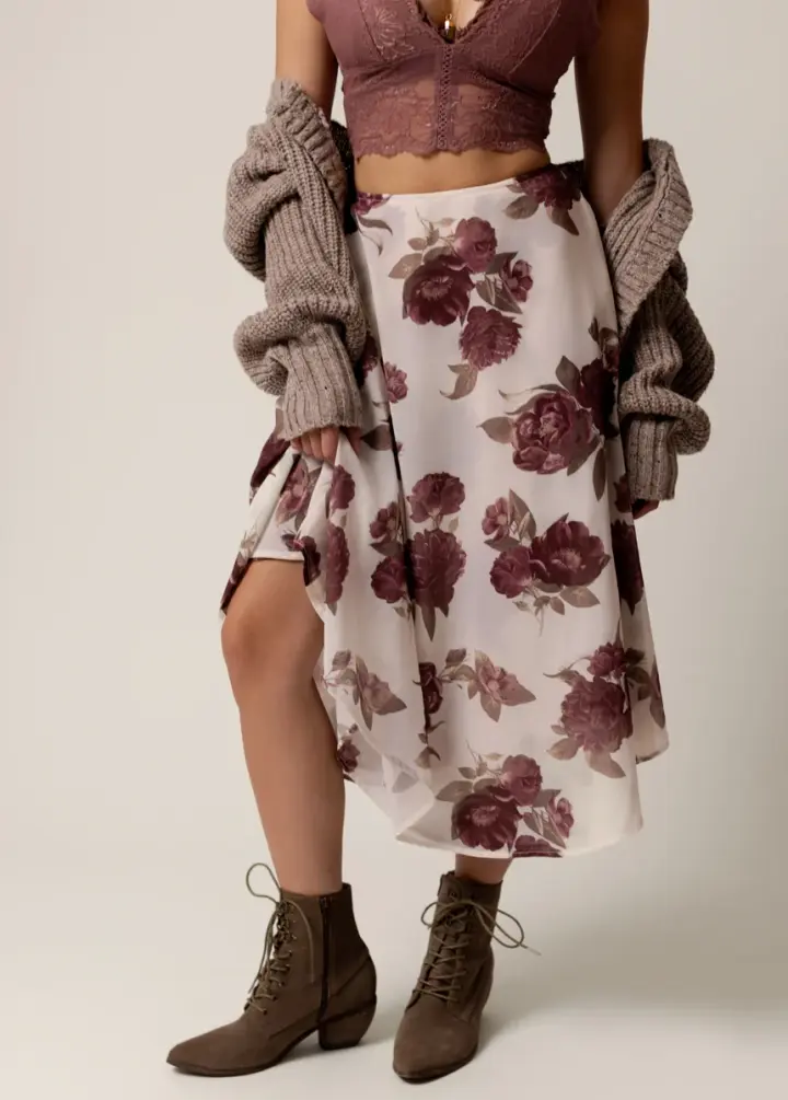 Sana Skirt in Large Cream Floral