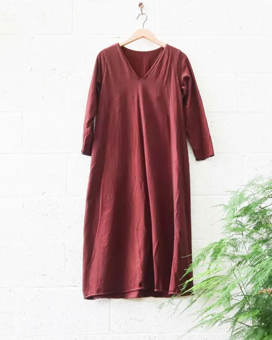 SALE - Ava Built in Bra Ojai Below Knee Dress / S / Cacao / Organic Cotton (127)