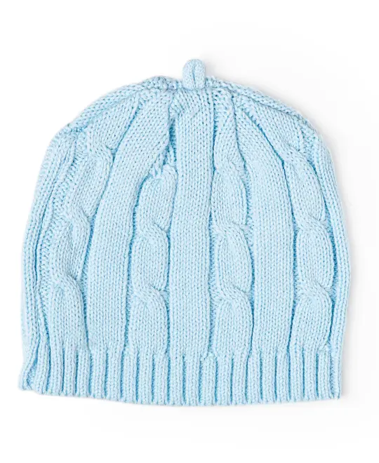 Baby Mode Signature Baby Boys and Girls Beanie Hat Cable Knit, 0-6M, Blue