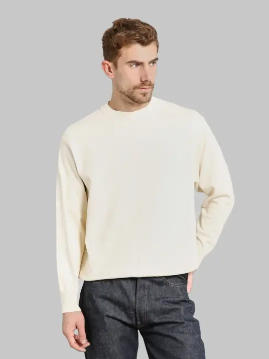 Yonetomi Wave Cotton Knit Pullover Ecru