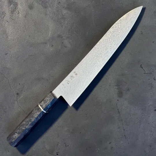 Hatsukokoro Ryuhyo SG2 Migaki Damascus Gyuto 210mm with Carbon Fiber Handle