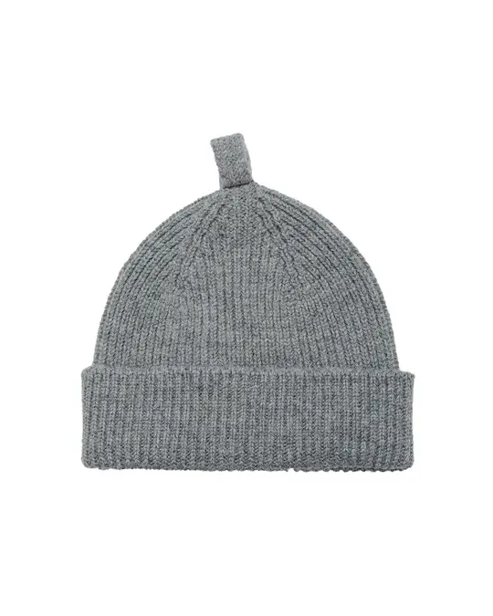 MHL Simple Ribbed Beanie British Wool School Grey