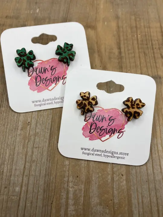 Leopard Shamrock Stud
