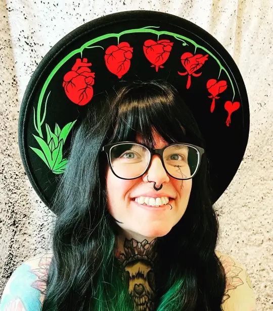 Bleeding Hearts Floral Vegan Felt XL Brim Hat