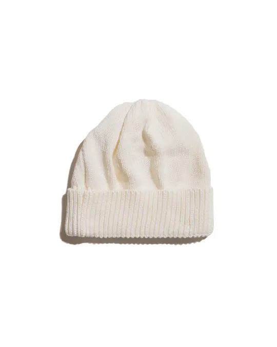 Found Feather Knit Roll Watch Cap Cotton Knit Ecru