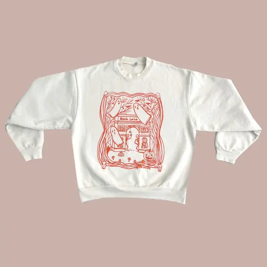 Booh La La Sweatshirt | Coral Orange Screen-printed | 100% cotton