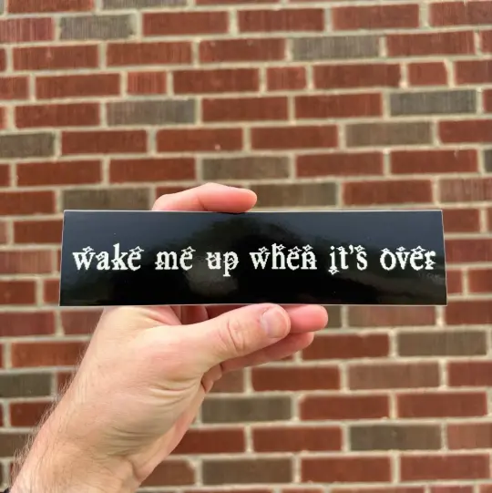 Wake me up when it's over (mini) bumper sticker