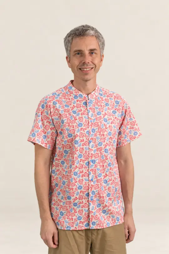 Men's Mandarin-collared Shirt - Mickey Fanfare