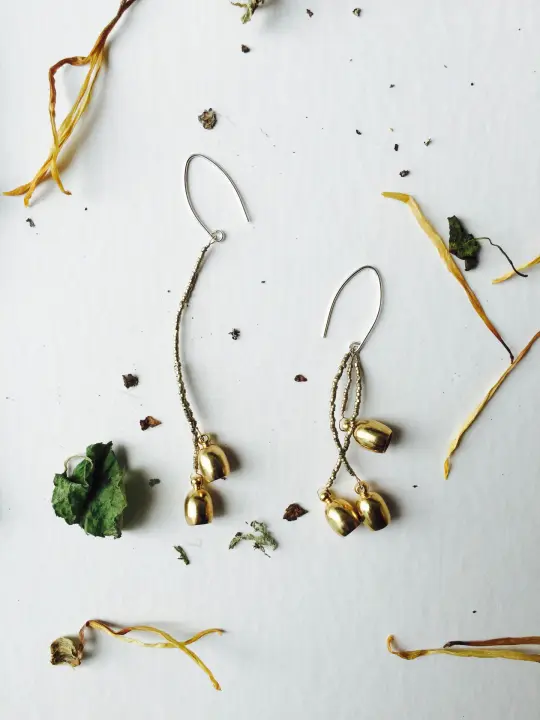 Asymmetrical silver mixed brass Earrings