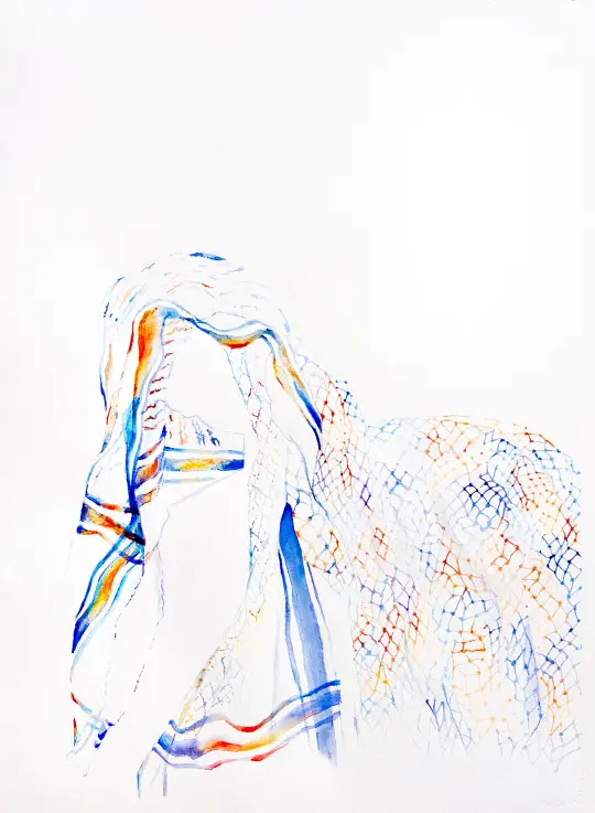 Empty Portrait in Blue and Yellow