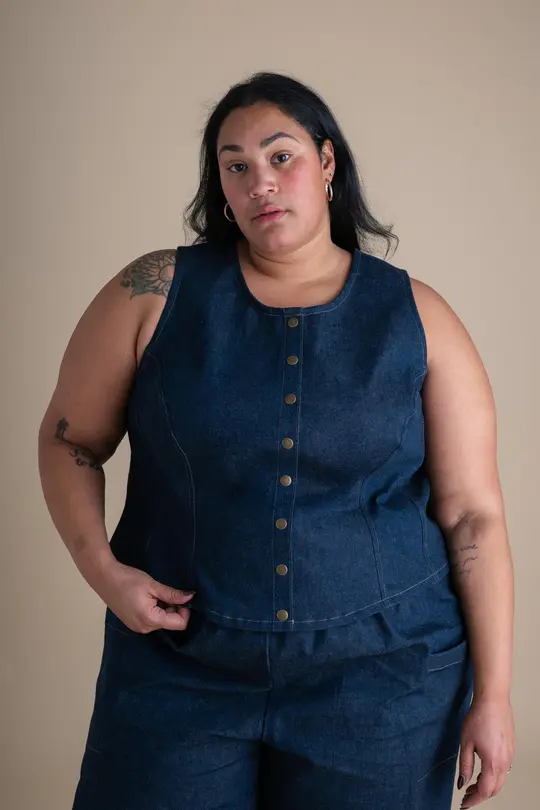 Katherine Vest in Cone Denim