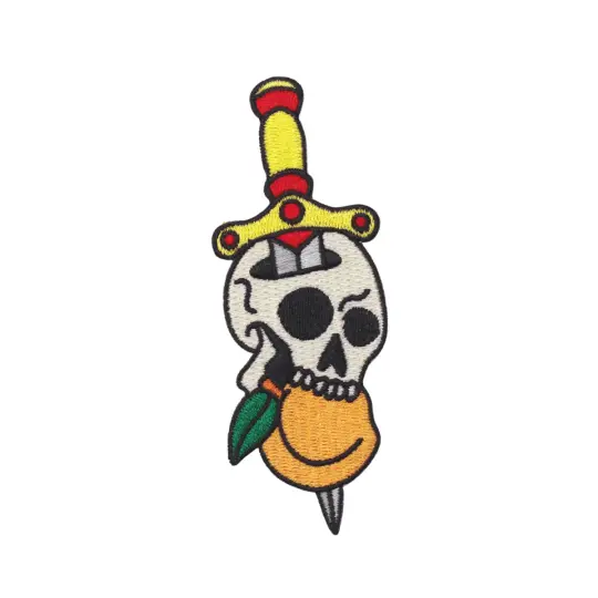 Peach Skull Dagger Patch