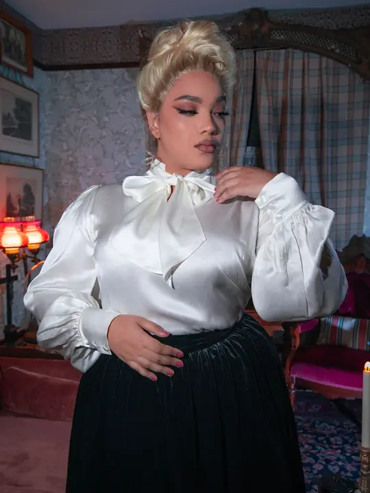 Victorian Silk Blouse in Ivory