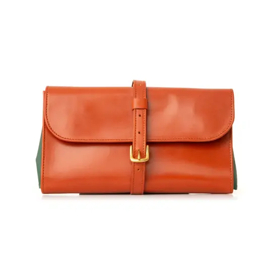Tan Leather Hanging Wash Bag