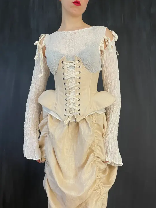FW 2022: Underbust Pannier Corset in Champagne Linen