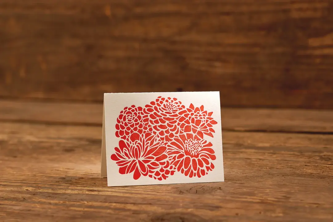 Chrysanthemum Letterpress Card (A2: 5.5 x 4.25")
