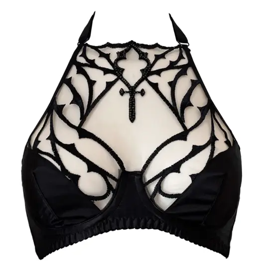DOGMA EMBROIDERY HALTER BRA HALF CUPS