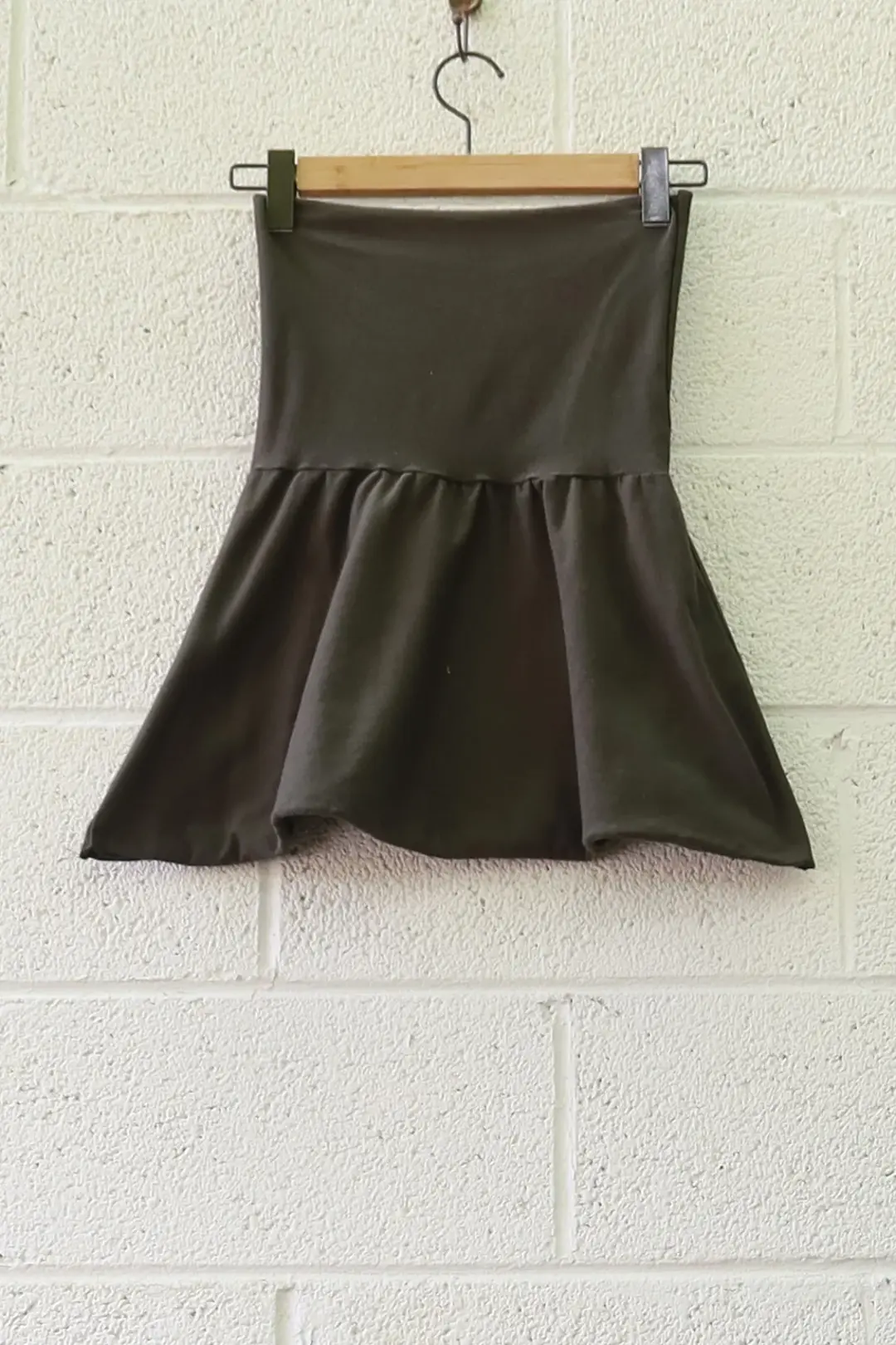 Sale - Wanderer Mini Skirt / Stretch Organic Cotton / S / Olive (40)