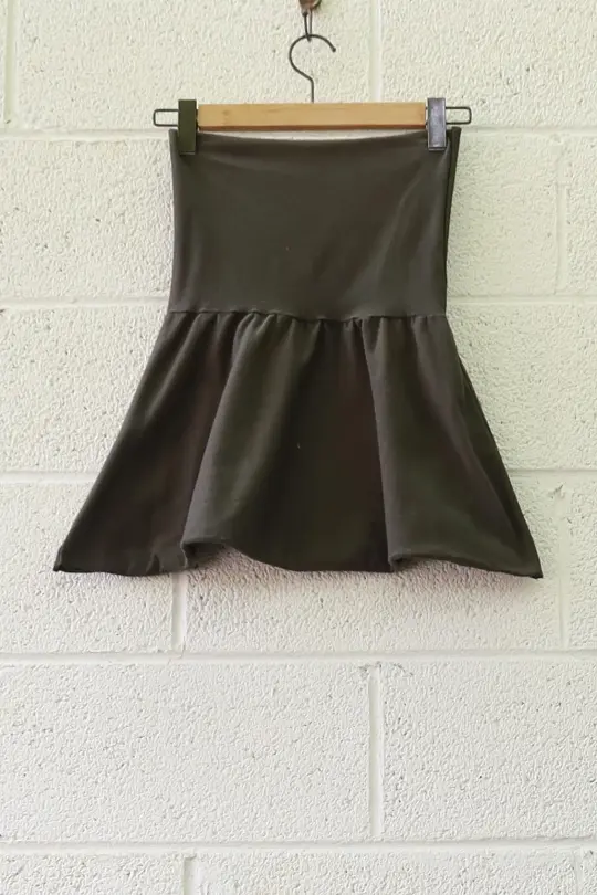Sale - Wanderer Mini Skirt / Stretch Organic Cotton / S / Olive (40)