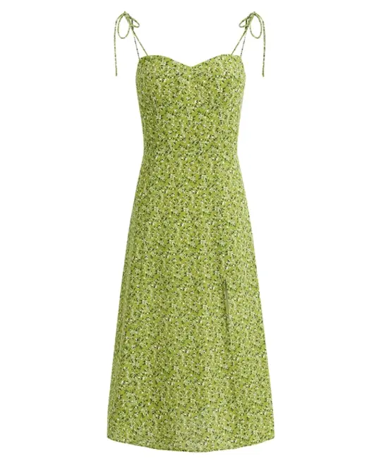 French holiday style green 2025 new dress high-end waist slimming R2599