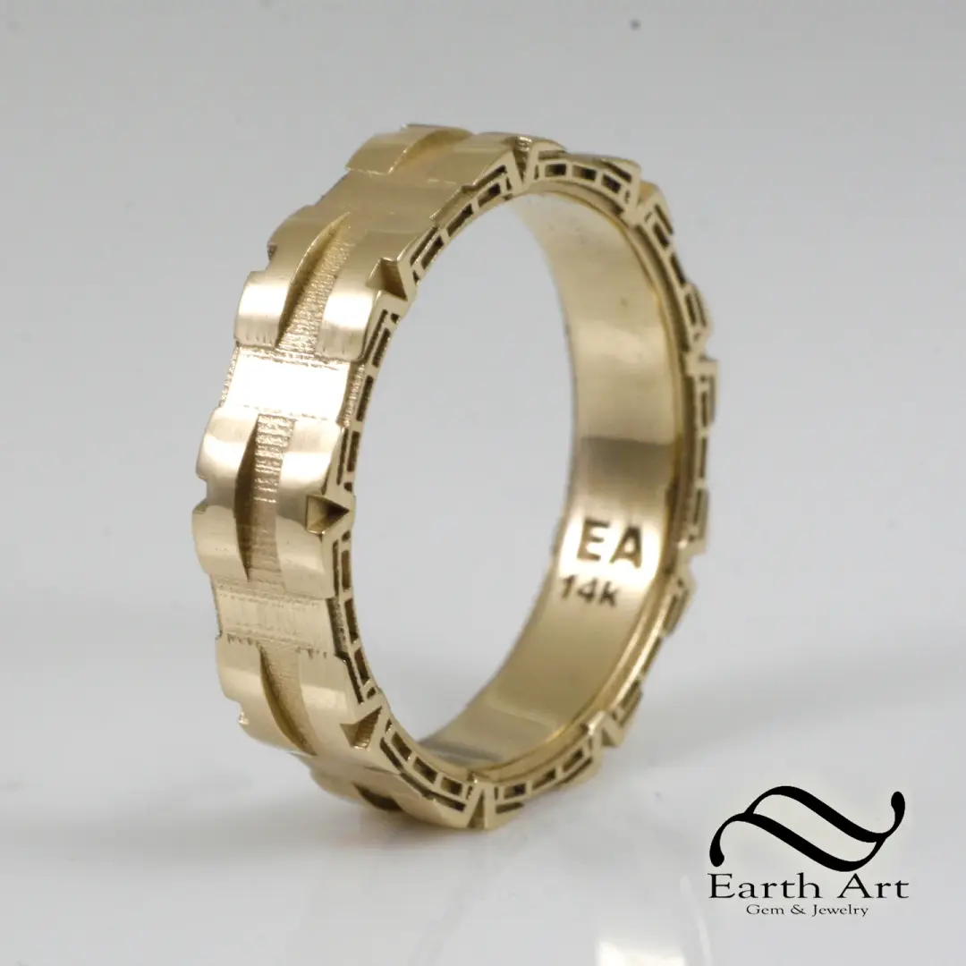 Stargate Ring - 14k gold - geeky wedding band - yellow, rose or white
