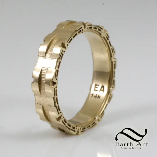 Stargate Ring - 14k gold - geeky wedding band - yellow, rose or white