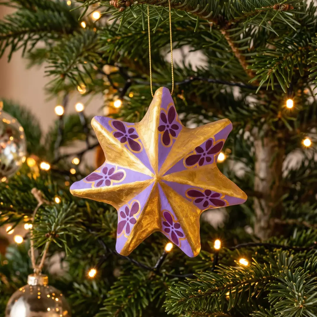 Papier Mǎche Golden Estrellita Ornament