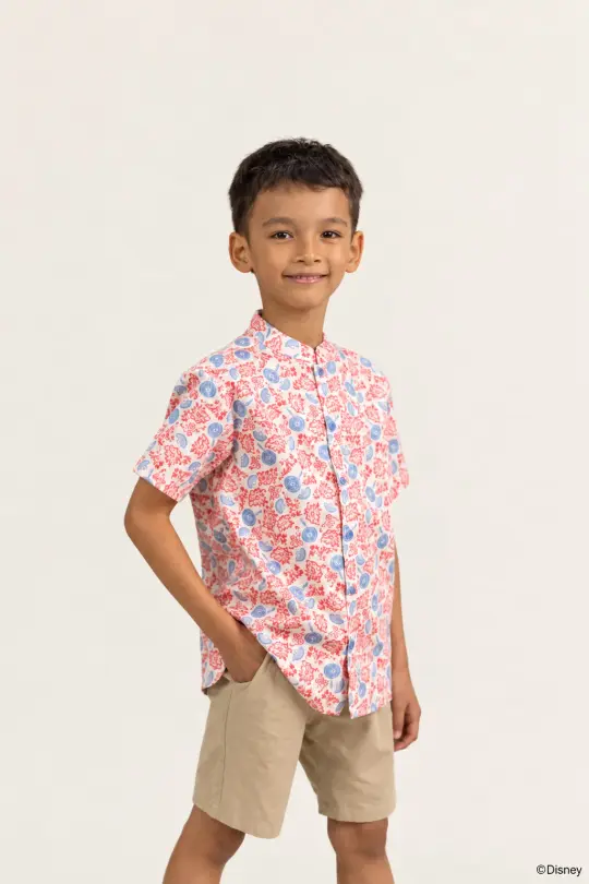 Mandarin-collared Shirt - Mickey Fanfare