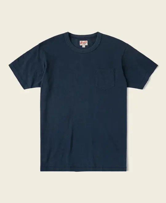 Loopwheel Tubular Slub Cotton Pocket T-Shirt - Indigo