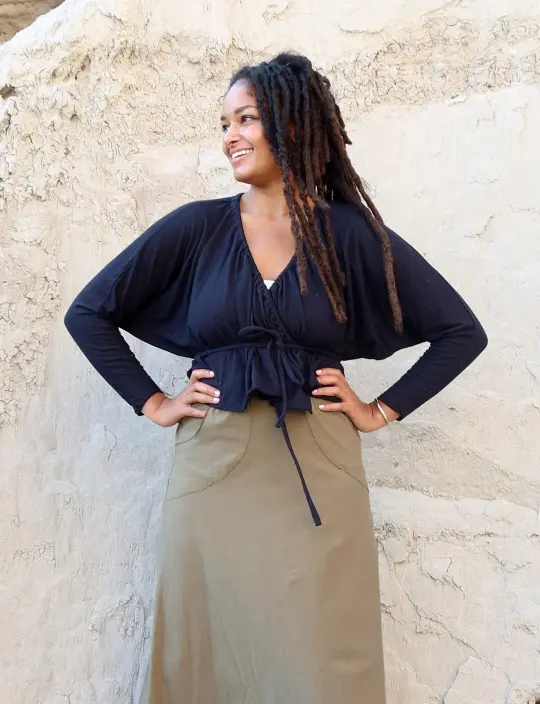 Drawstring Wrap Migration Cropped Shirt