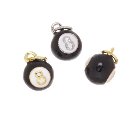Number 8 Billiard Ball Necklace Charm, Good Luck CPG2509