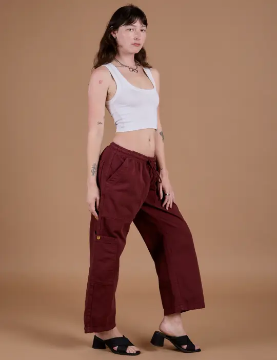 Drop Pocket Cargo Pants - Red Wine