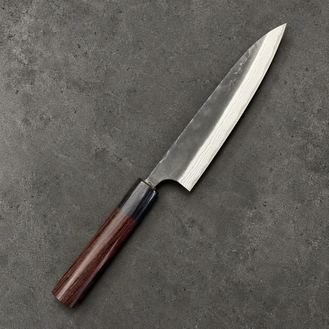 Anryu Shiro Kuro Damascus Petty 150mm – Rosewood Circle Handle