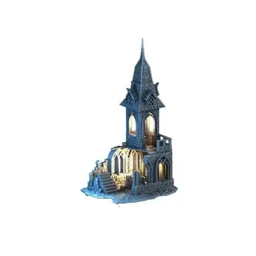Unpainted 28mm 3D-printed ruined gothic cloister with arched windows — tabletop RPG terrain for D&D, Pathfinder & wargaming