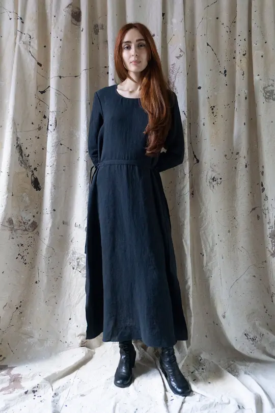Lourdes Linen Dress - Black
